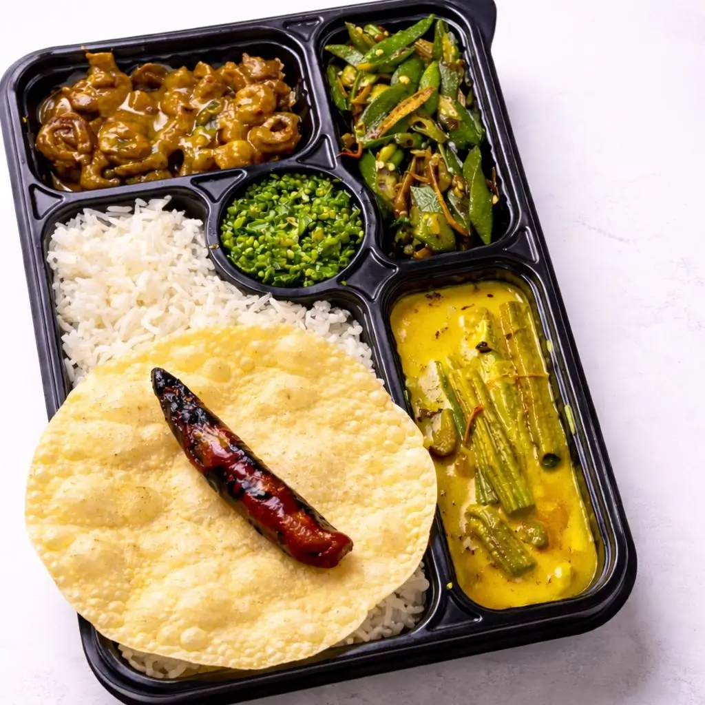 Sri Lankan vegetarian rice curry combo plate