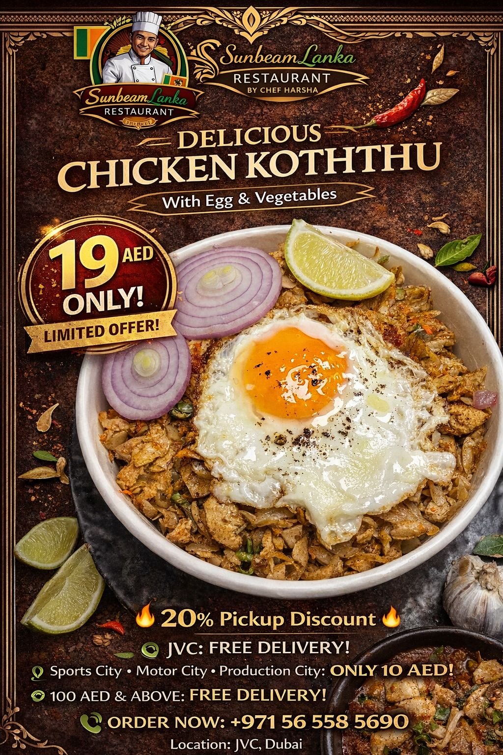 Classic Sri Lankan Chicken Koththu Roti